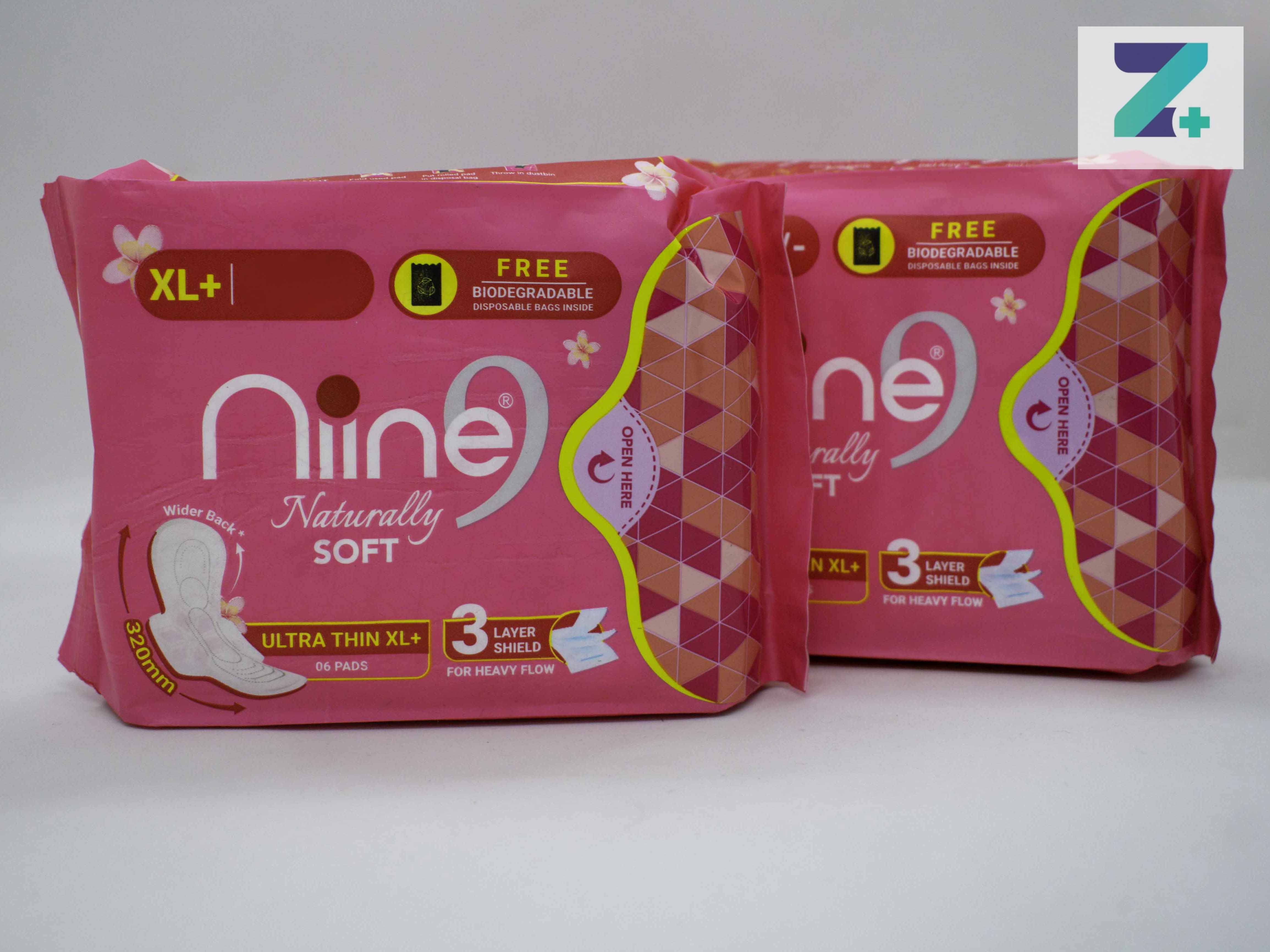 NINE NATURALLY SOFT PADS XL+